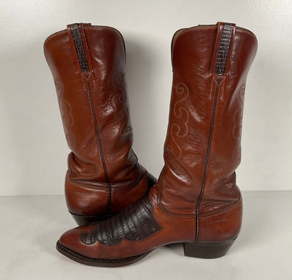 Vintage Lucchese Goat Skin Cowboy Boots | Lizard Inlay | Men’s 8.5 D