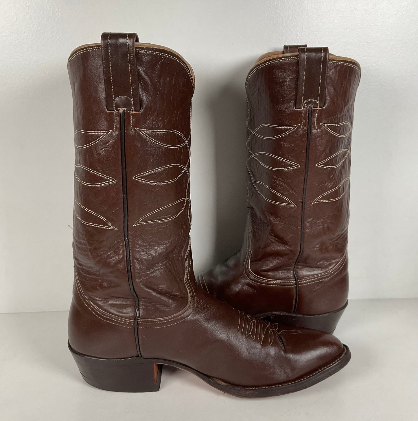 Vintage Nocona Cowboy Boots | Chocolate Calfskin | 1960s-1970s | Men’s 10 D