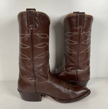 Vintage Nocona Cowboy Boots | Chocolate Calfskin | 1960s-1970s | Men’s 10 D