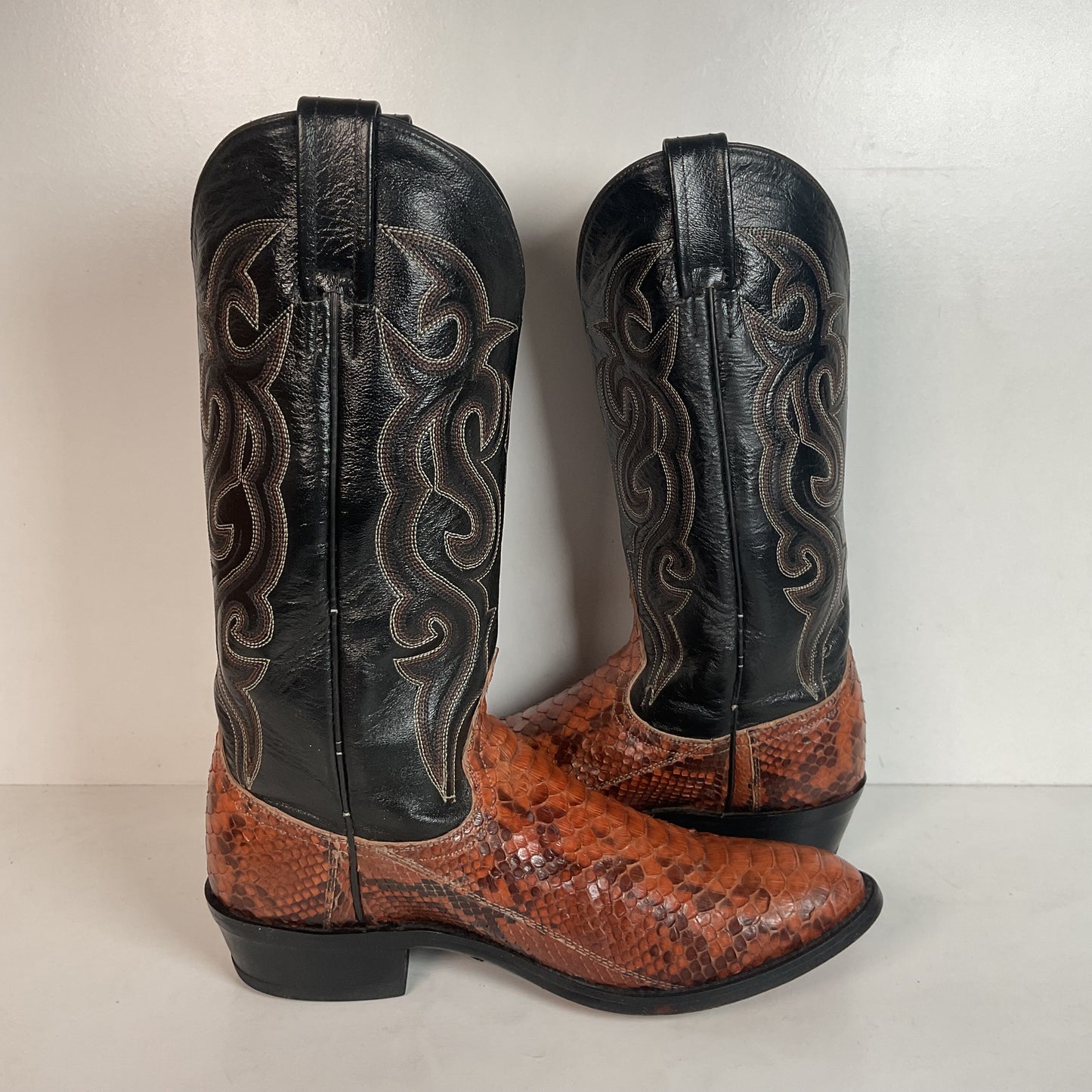 Dan Post Rust Brown Python Snakeskin Cowboy Boots 9 D Back Cut