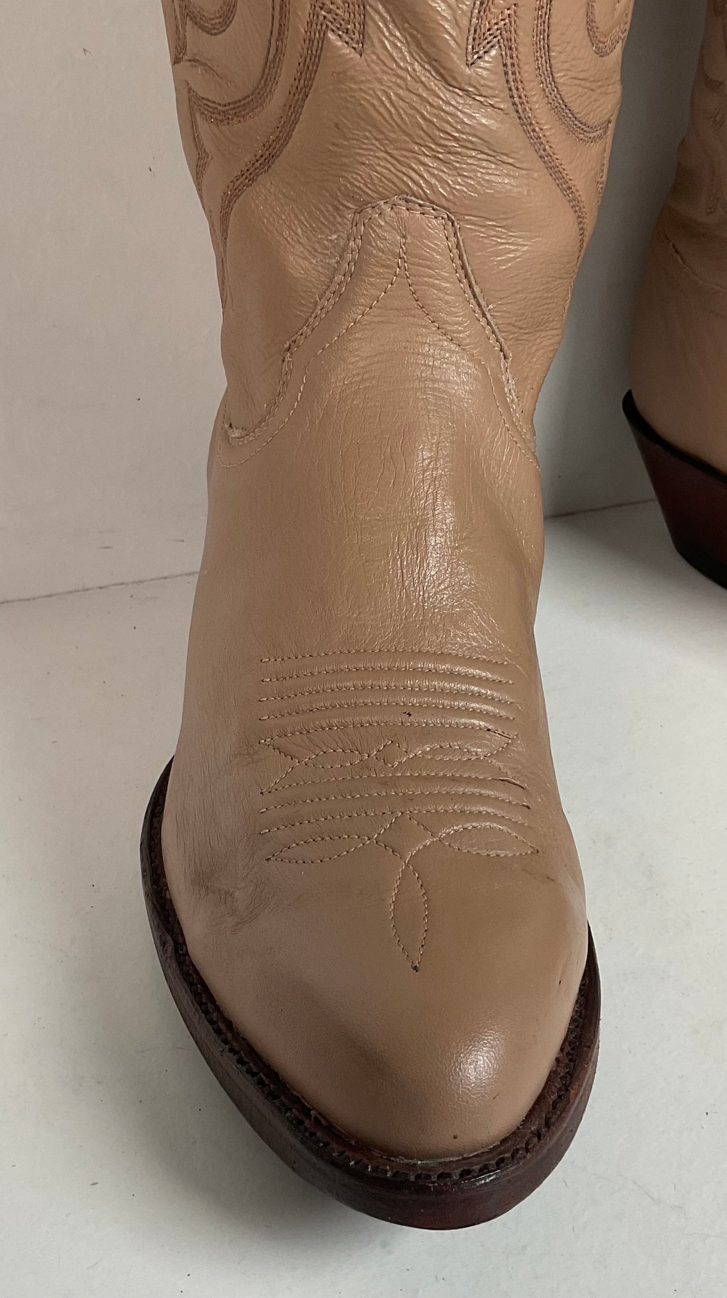 Vintage Panhandle Slim Beige Cowgirl Boots 6.5 B Handcrafted