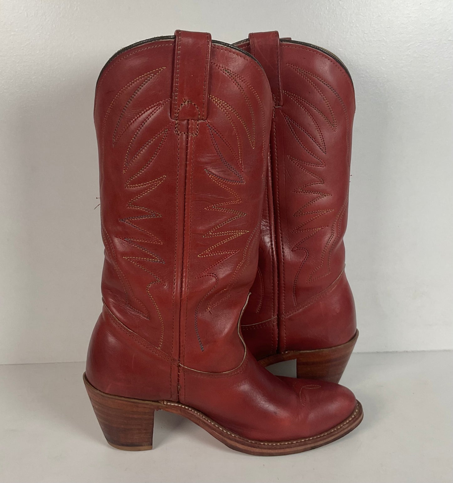 Vintage Double H Cowgirl Boots | Rainbow Stitched | USA Made | Women’s 7 M