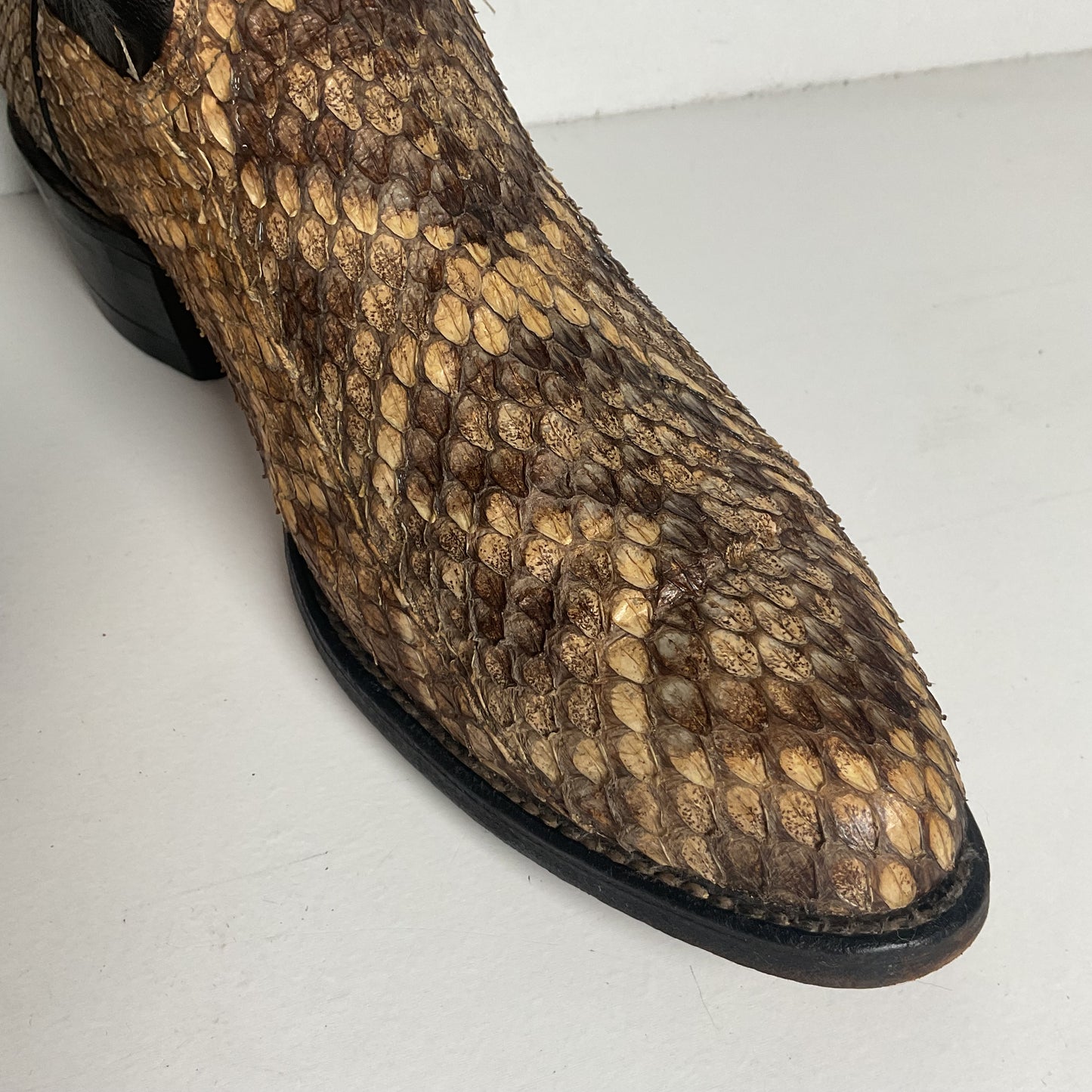 Diamondback Rattlesnake Cowboy Boots | Custom Made | Collar Overlay | Men’s 10 B