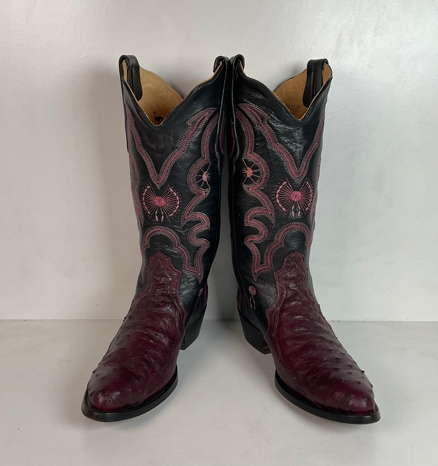 Corral Plum Ostrich Quill Cowgirl Boots 8 M Exotic Triad