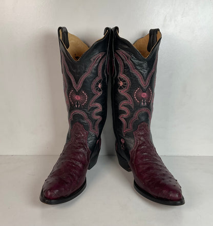 Corral Plum Ostrich Quill Cowgirl Boots 8 M Exotic Triad