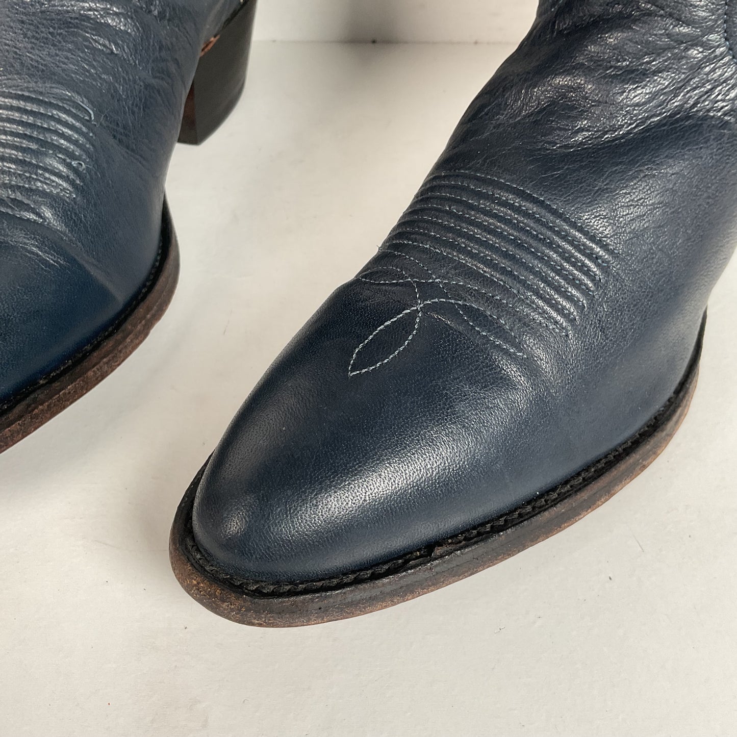 Vintage Nocona Deertan Cowboy Boots | USA Made | Blue | Men’s 6 B | Women’s 7