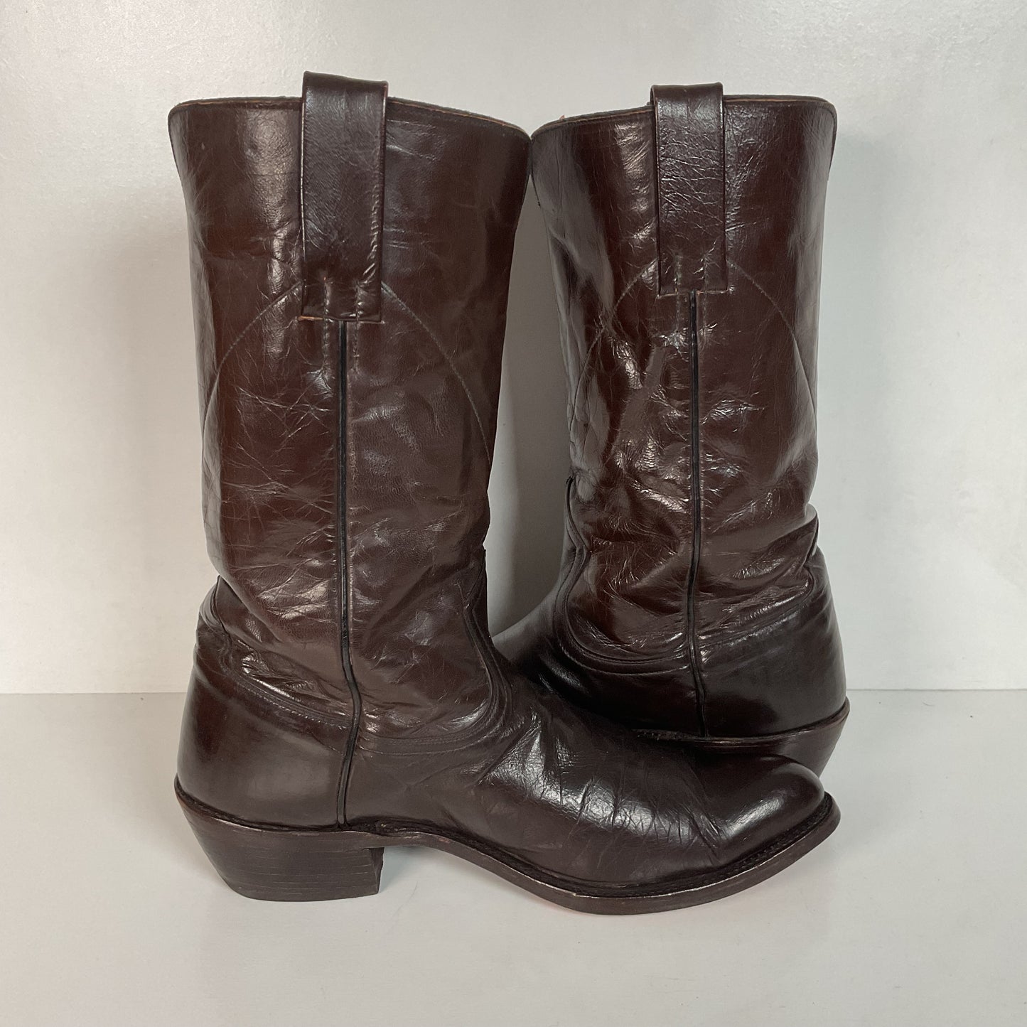 Vintage 1950s Frye Authentic Cowboy Boots 8.5 D Dark Brown Calfskin
