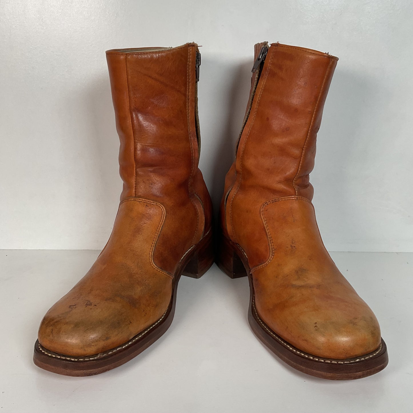 Vintage 60s Frye Chunky Campus Boots 11.5 D Black Label Recraft Thrashed