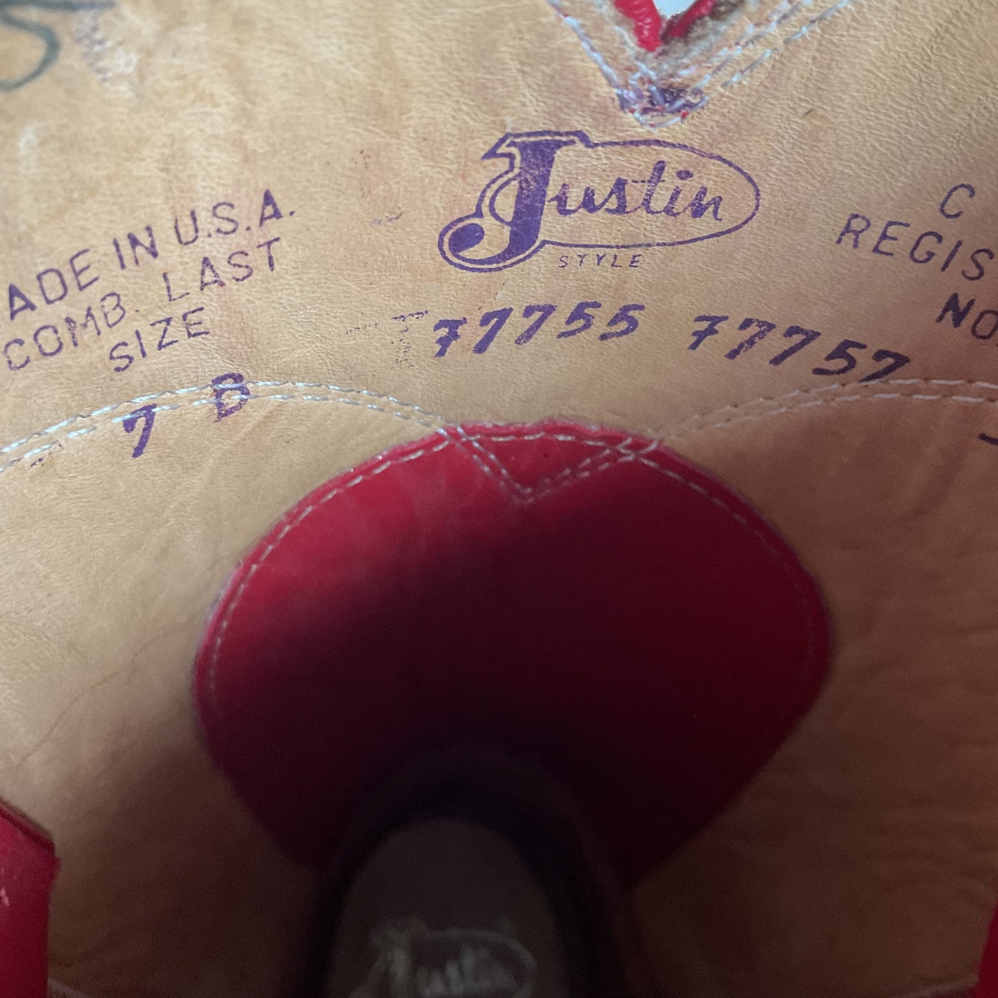 Justin Women’s Ostrich Quill Roper Boots 7 B USA Made Exotic Ruby Red