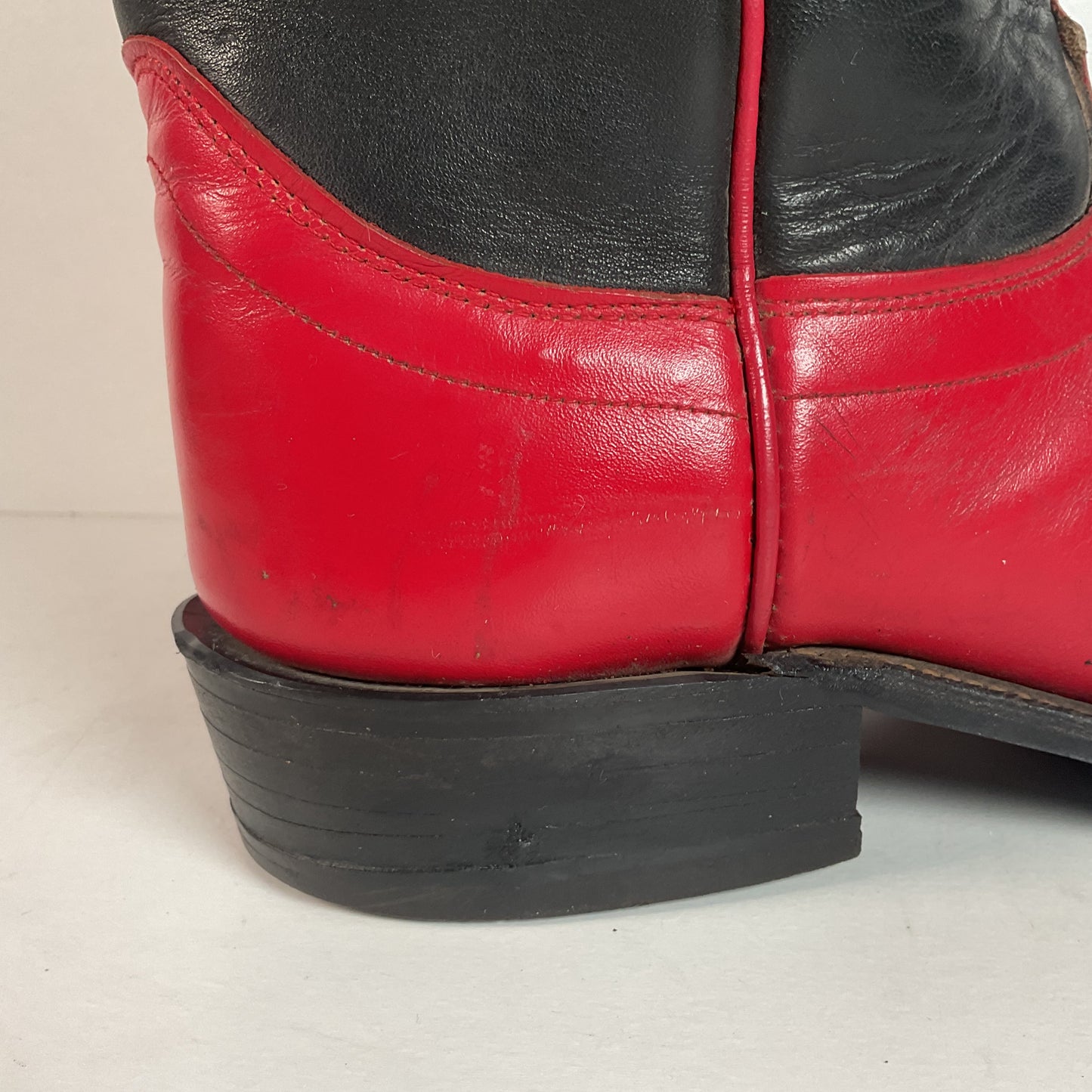 Olathe Western Roper Boots | Red & Black Calf | USA Made | Men’s 9 D