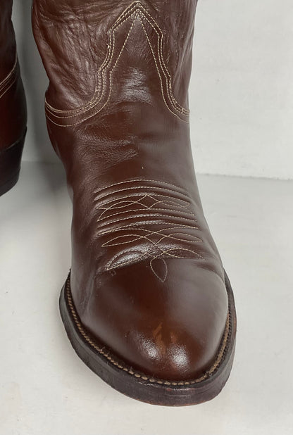 Vintage Nocona Cowboy Boots | Chocolate Calfskin | 1960s-1970s | Men’s 10 D