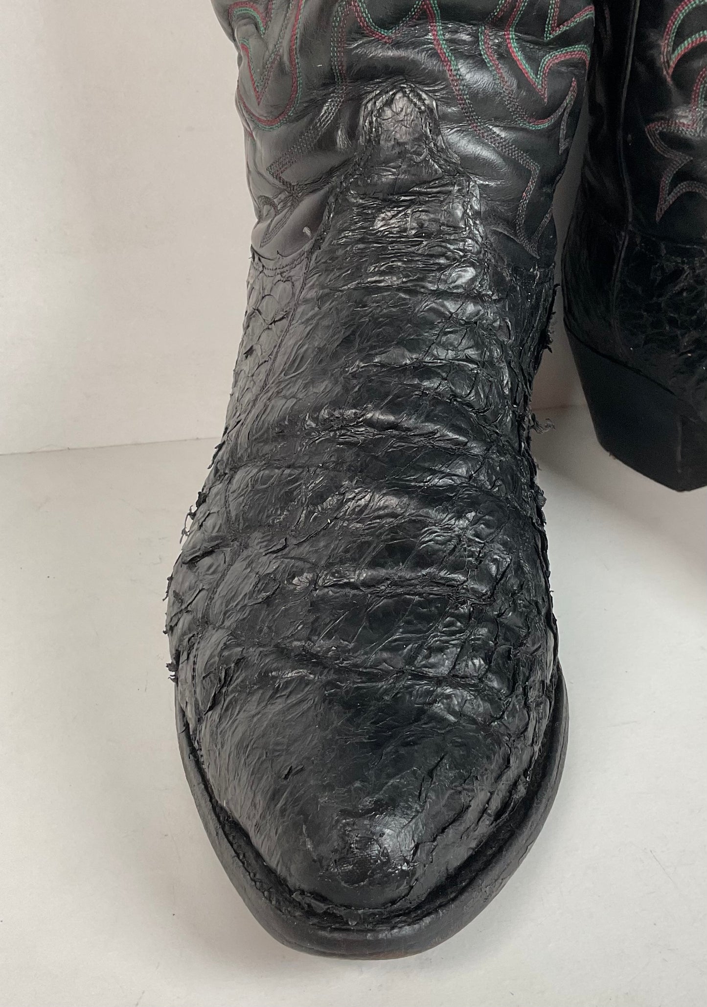 Vintage Olathe Sea Bass Cowboy Boots | Exotic | Distressed | Men’s 13 EE