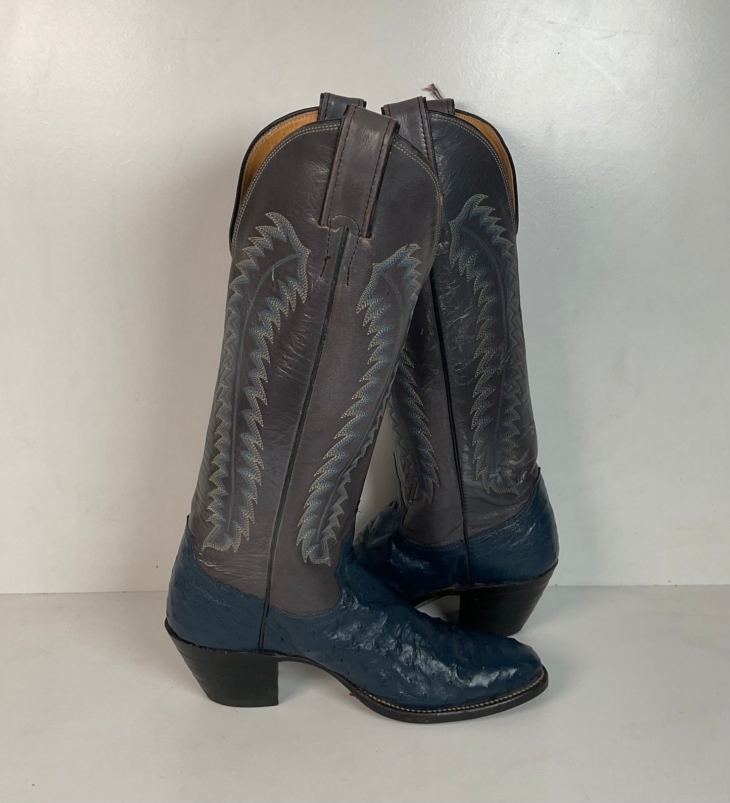 Vintage Justin Ostrich Quill Cowgirl Boots | USA Made | Royal Blue | Women’s 6.5 B