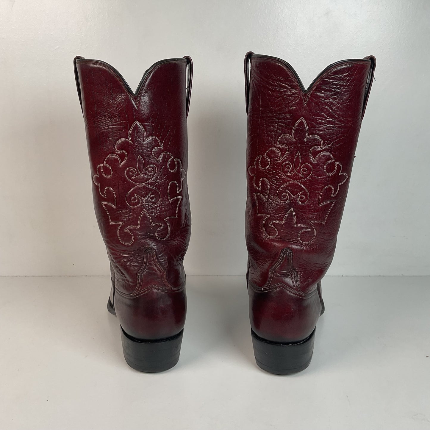 Lucchese San Antonio Black Cherry Ostrich Cowboy Boots Men’s 7.5 | Women’s 8.5