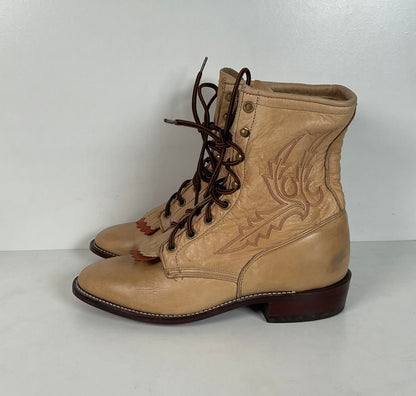 Vintage Larry Mahan Packer Boots | Cowgirl | Lace Up | USA Made | Women’s 8 M