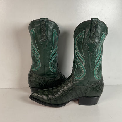 Cuadra Emerald Green Caiman Cowboy Boots 9.5 Exotic Tail Cut