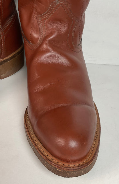 Vintage Rodeo Brand Cowboy Boots 10.5 D USA Made Chunky Campus