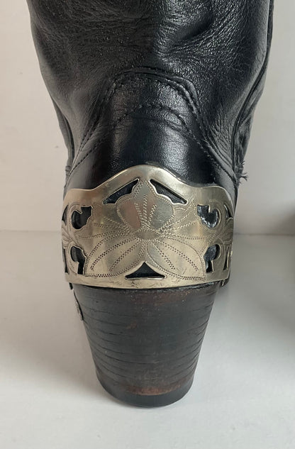 Vintage Laredo Snakeskin Overlay Cowgirl Boot 8 B USA Made Python