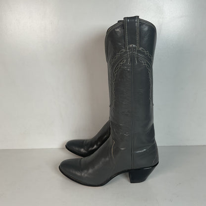 Vintage Justin Tall Grey Cowgirl Boots 7 B USA Made