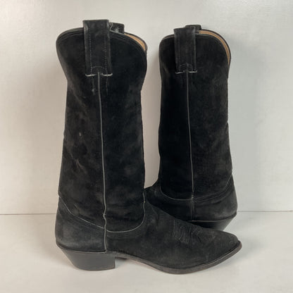 Vintage Nocona Black Suede Cowboy Boots 9 D USA Made Red Label