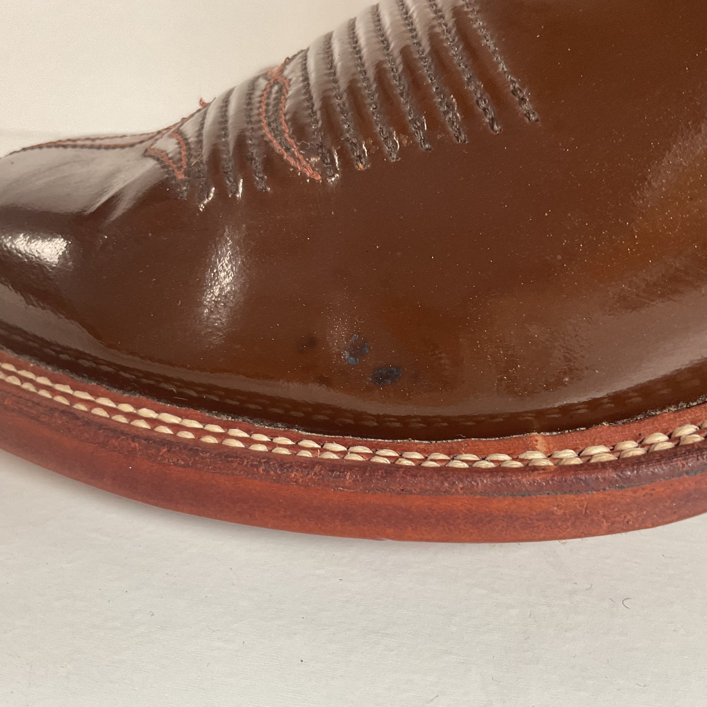 Lucchese 2000 Patent Leather Cowgirl Boots | Square Toe | Brown | USA Made | 6.5