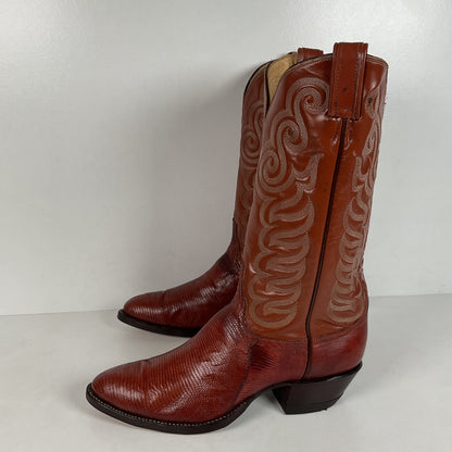Vintage Tony Lama Teju Lizard Cowboy Boots | Gold Label | Narrow | Men’s 9.5 B