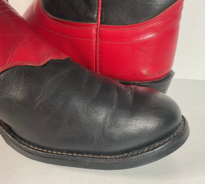 Olathe Western Roper Boots | Red & Black Calf | USA Made | Men’s 9 D