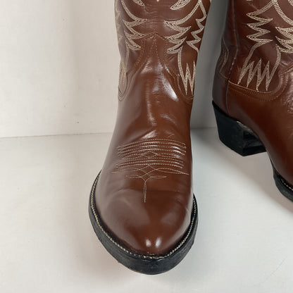 Vintage 1960s Cowtown Cowboy Boots 12 D Chocolate Brown