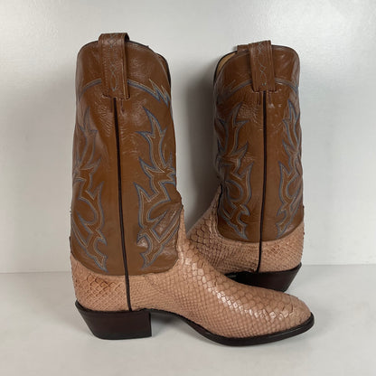 Vintage Tony Lama Python Cowboy Boots | Snakeskin | Gold Label | 10.5 D
