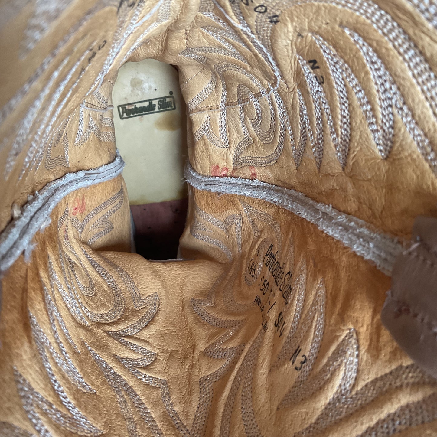 Vintage Panhandle Slim Beige Cowgirl Boots 6.5 B Handcrafted