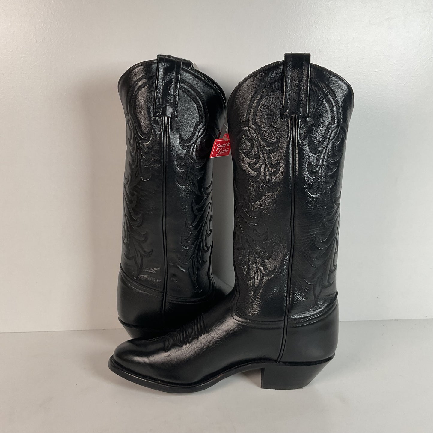 Tony Lama Longhorn Cowgirl Boots | Black Calf | Original Box | Women’s 6 M