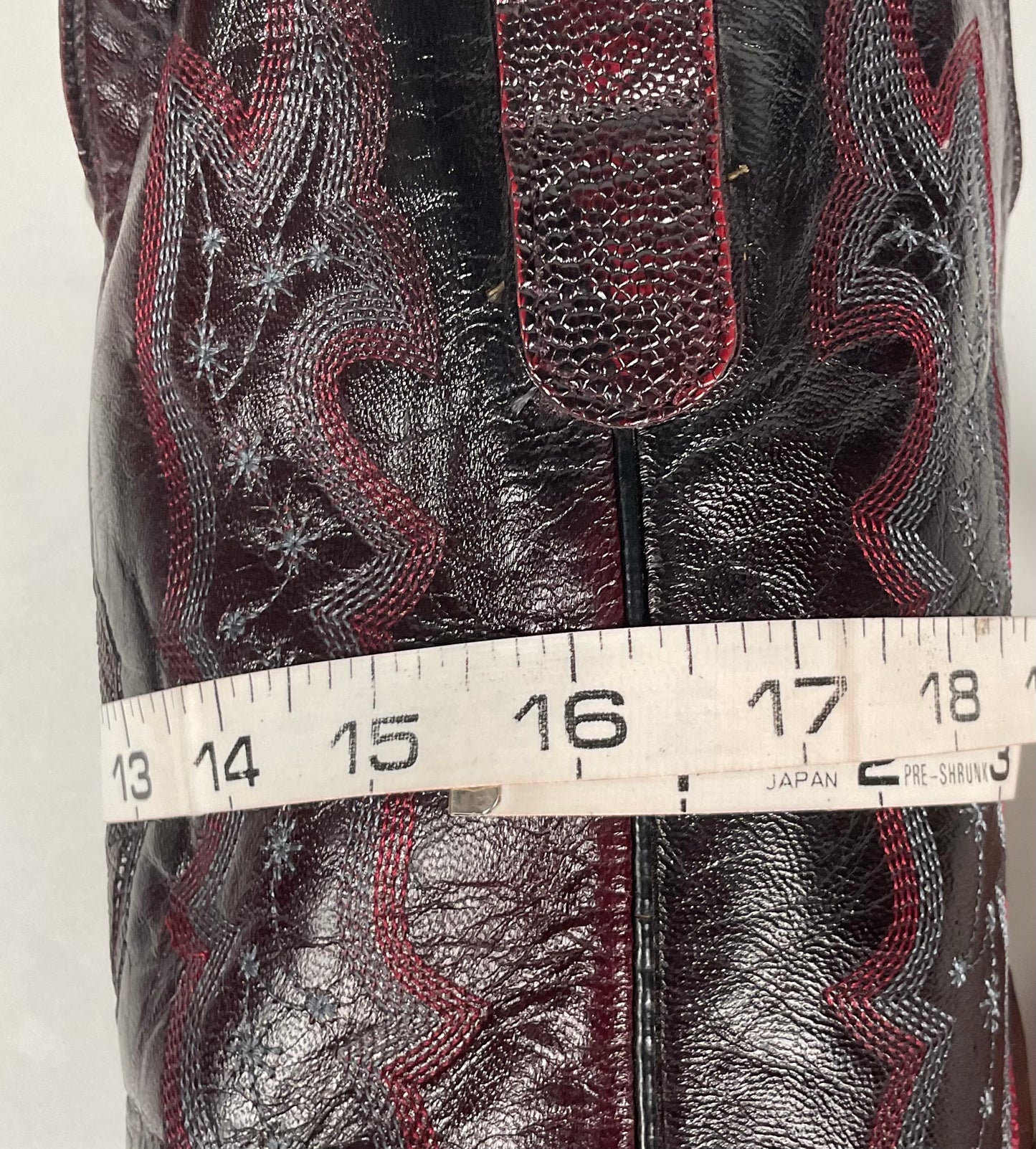 Vintage Longhorn Ostrich Leg Cowboy Boots | Exotic | Black Cherry | Men’s 13 D