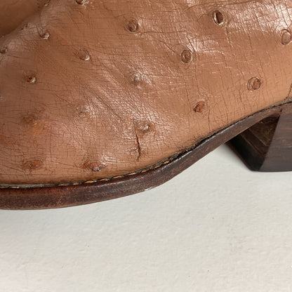 Vintage M.L. Leddy Full Ostrich Quill Cowboy Boots Custom Thrashed