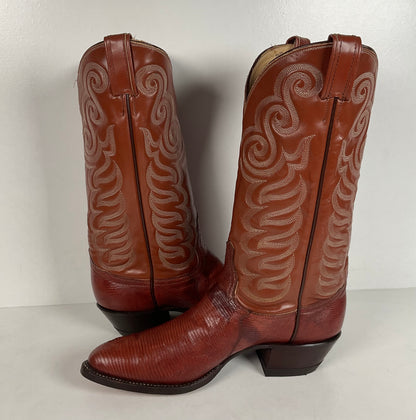 Vintage Tony Lama Teju Lizard Cowboy Boots | Gold Label | Narrow | Men’s 9.5 B