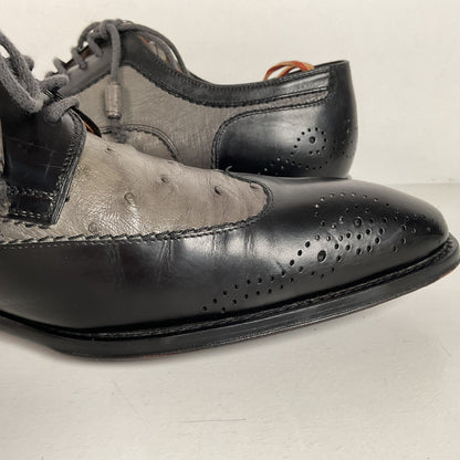 Mezlan Ostrich Quill Medallion Shoes | Derby | Exotic | Men’s 9.5 M
