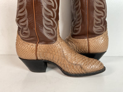 Tony Lama Snakeskin Cowboy Boots | Gold Label | Men’s 7.5 C | Women’s 8.5