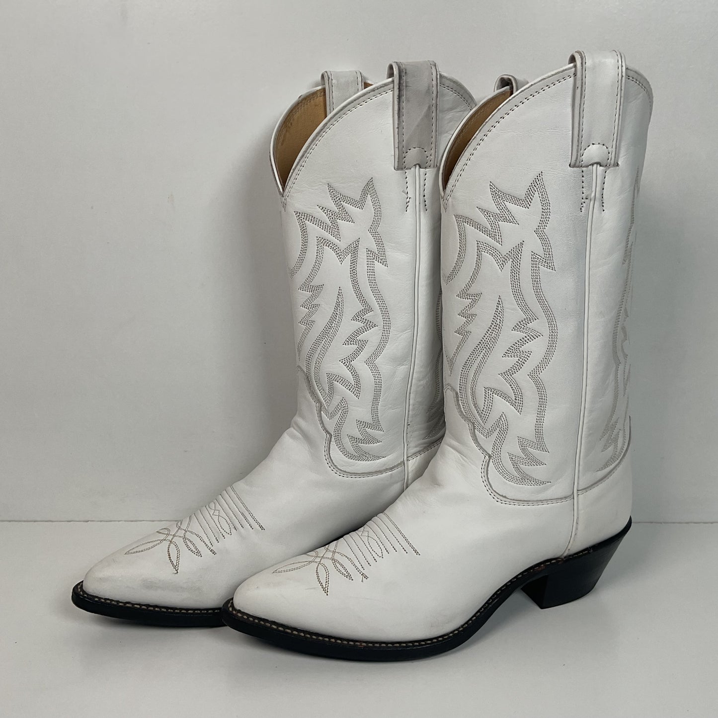 Justin Wedding White Cowgirl Boots 8 B USA Made