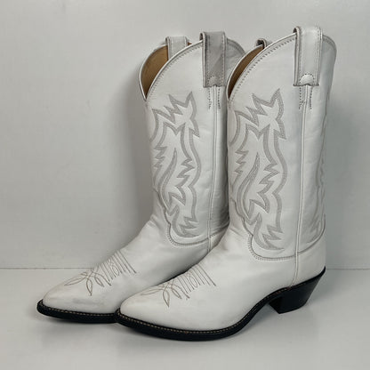 Justin Wedding White Cowgirl Boots 8 B USA Made