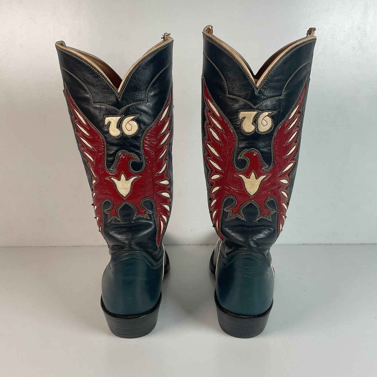 Vintage Tony Lama Bicentennial Thunderbird Cowboy Boots 10 D Gold Label 1776 Walrus Wingtip