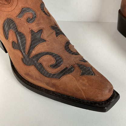 J. B. Dillon Goat Skin Cowboy Boots | Mad Dog | Tooled Inlays | Men’s 9 D