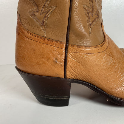 Vintage Justin Smooth Ostrich Cowboy Boots | USA Made | Butterscotch | 8 EE