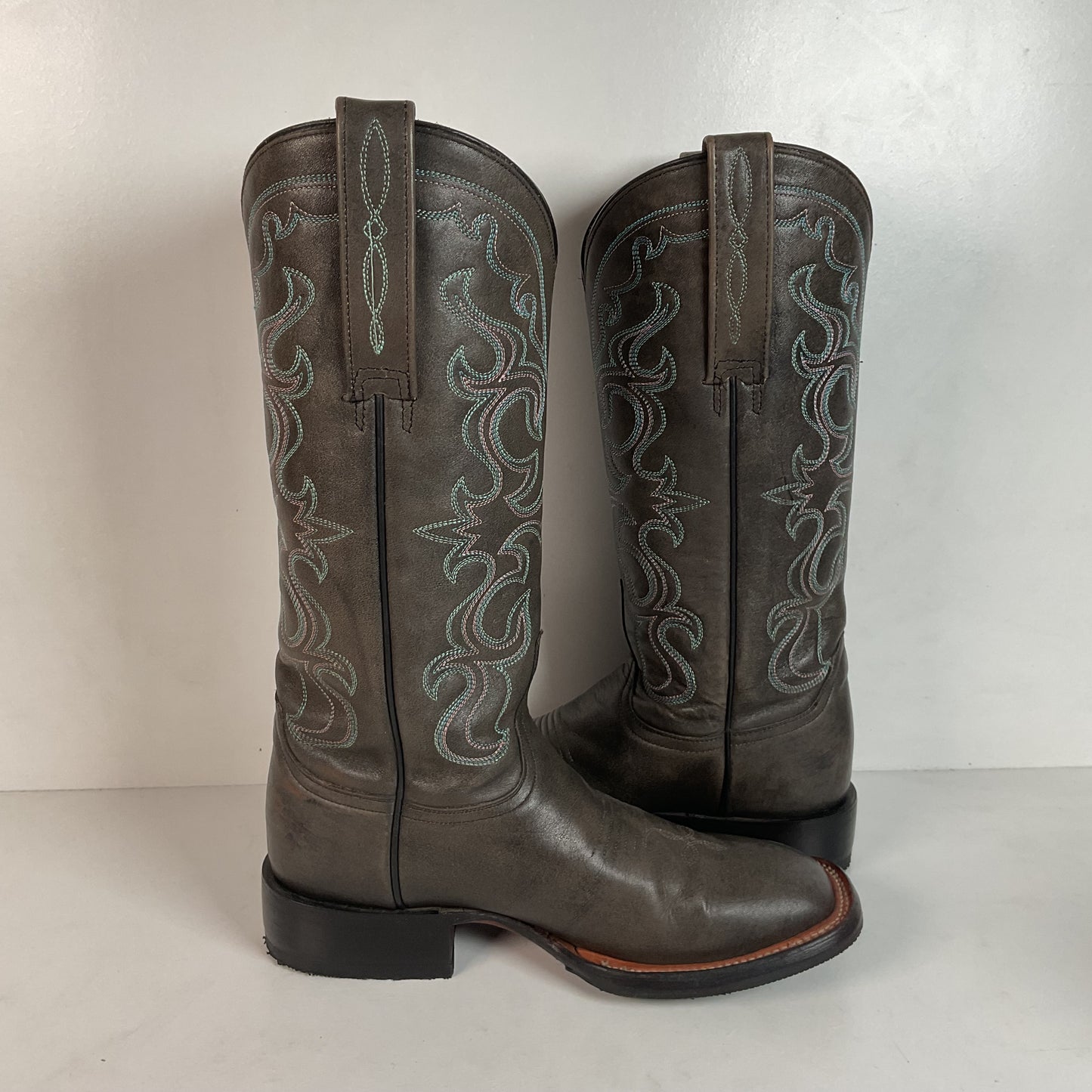 Lucchese Women’s Grey Cowgirl Boots 8.5 B Square Toe Recraft