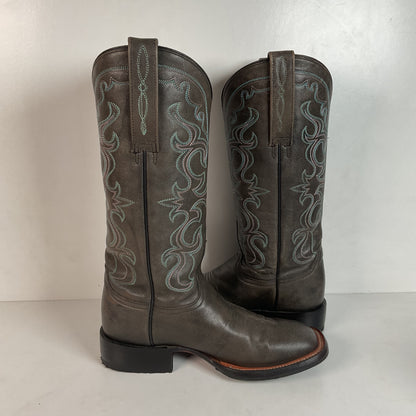 Lucchese Women’s Grey Cowgirl Boots 8.5 B Square Toe Recraft