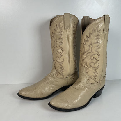 Vintage Dan Post Smooth Ostrich Cowboy Boots | Exotic | USA Made | 10.5 D