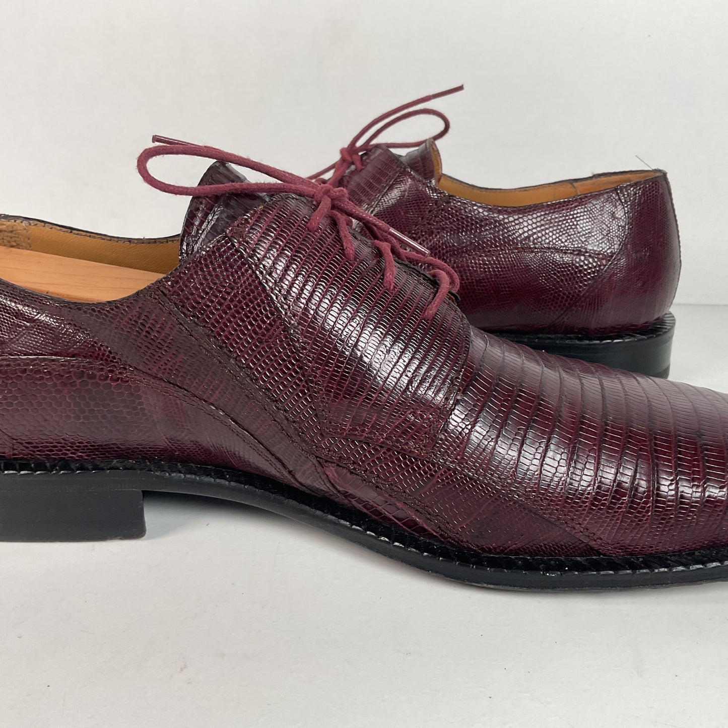 David Eden Teju Lizard Derby Shoes | Wine Red | Men’s 10.5