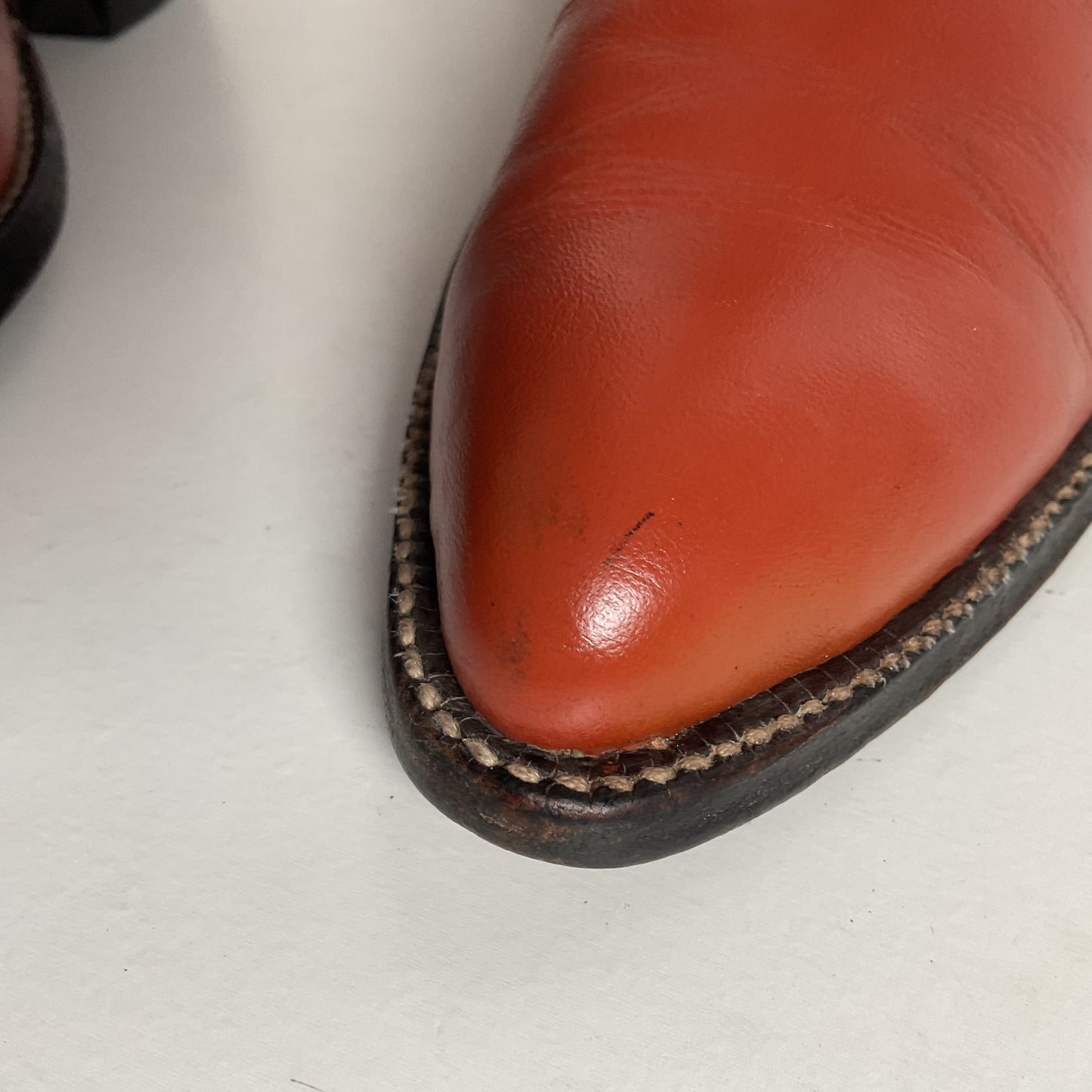 Vintage Tony Lama Burnt Orange Cowgirl Boots 6.5 C Tooled Inlay