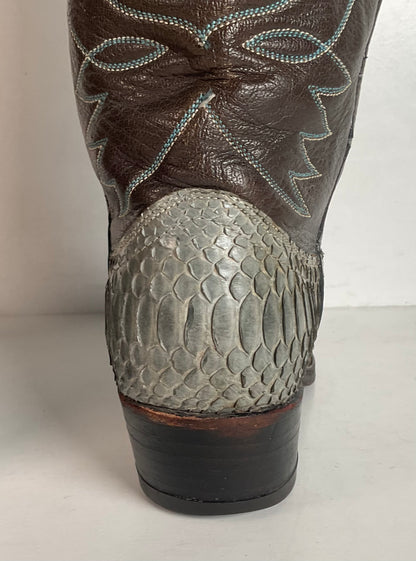 Vintage Dan Post Grey Python Cowgirl Boots 8 C USA Made
