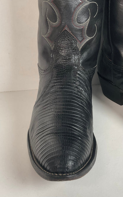 Vintage Nocona Teju Lizard Cowboy Boots 11 B USA Made