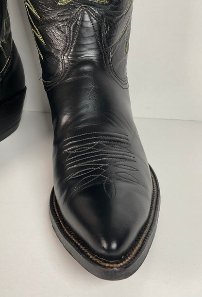 Vintage Nocona Cowboy Boots | 1970s | Black Calf | Men’s 7.5 D