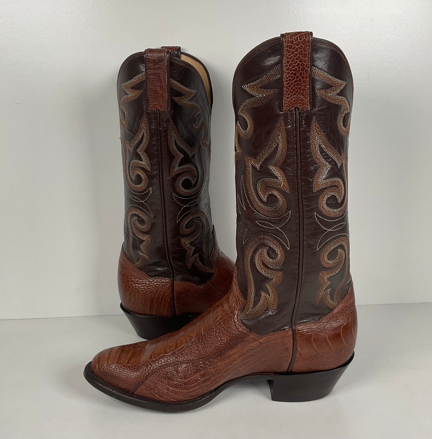 Vintage Panhandle Slim Ostrich Leg Cowboy Boots | Exotic | Brown | Men’s 8 D